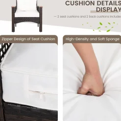 Tangkula 3 Pieces Patio Rattan Sofa Set