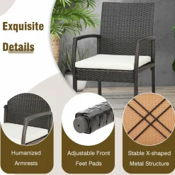 Tangkula 9 Pieces Patio Rattan Dining Set with Acacia Wood Table