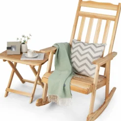 Tangkula 2 Pieces Patio Rocking Chair & Table Set