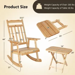 Tangkula 2 Pieces Patio Rocking Chair & Table Set