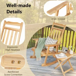 Tangkula 2 Pieces Patio Rocking Chair & Table Set