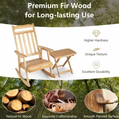Tangkula 2 Pieces Patio Rocking Chair & Table Set