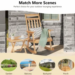 Tangkula 2 Pieces Patio Rocking Chair & Table Set
