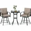 Tangkula 3 Pieces Patio Swivel Bar Set
