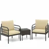 Tangkula 3 Pieces Patio Wicker Furniture Set, Outdoor Conversation Bistro Set