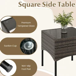 Tangkula 3 Pieces Patio Wicker Furniture Set, Outdoor Conversation Bistro Set