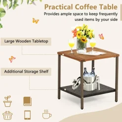 Tangkula 3 Pieces Rocking Bistro Set, Outdoor Rocker Chair with Coffee Table & Cushions