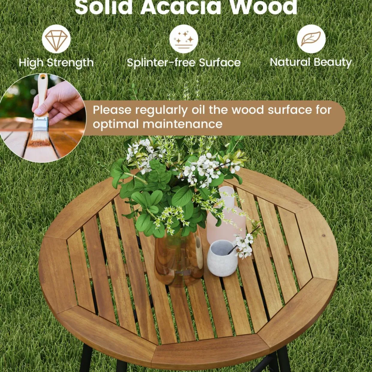 Tangkula 3 Pieces Rope Woven Patio Bar Set, Counter Height Bistro Set w/Soft Cushions