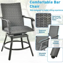 Tangkula 3 Pieces Swivel Bar Set, Aluminum Bar Height Furniture Set