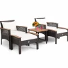 Tangkula 5 Pieces Wicker Patio Furniture Set