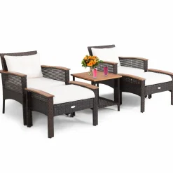 Tangkula 5 Pieces Wicker Patio Furniture Set