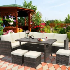 Tangkula 7 Pieces Wicker Patio Furniture Set
