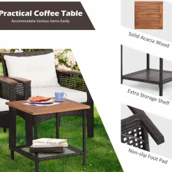 Tangkula 5 Pieces Wicker Patio Furniture Set