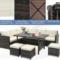 Tangkula 7 Pieces Wicker Patio Furniture Set