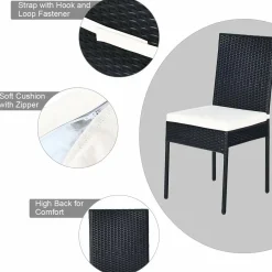 Tangkula 10 Pieces Wicker Patio Dining Set, Outdoor Rattan Table & Chairs Set with Padded Cushions