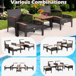 Tangkula 5 Pieces Wicker Patio Furniture Set
