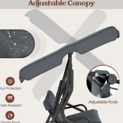 TANGKULA 3 Seater Canopy Swing, Outdoor Patio Swing