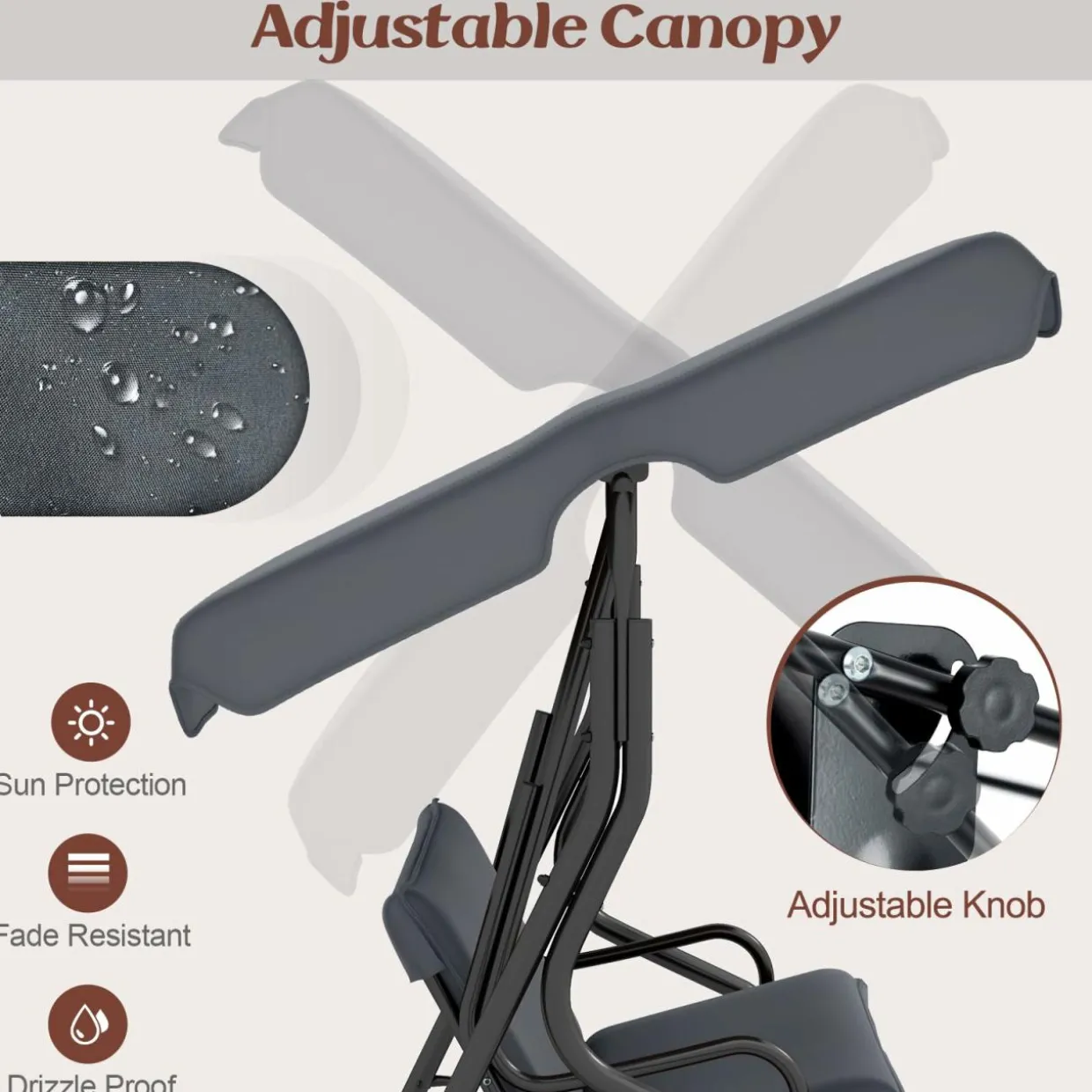 TANGKULA 3 Seater Canopy Swing, Outdoor Patio Swing
