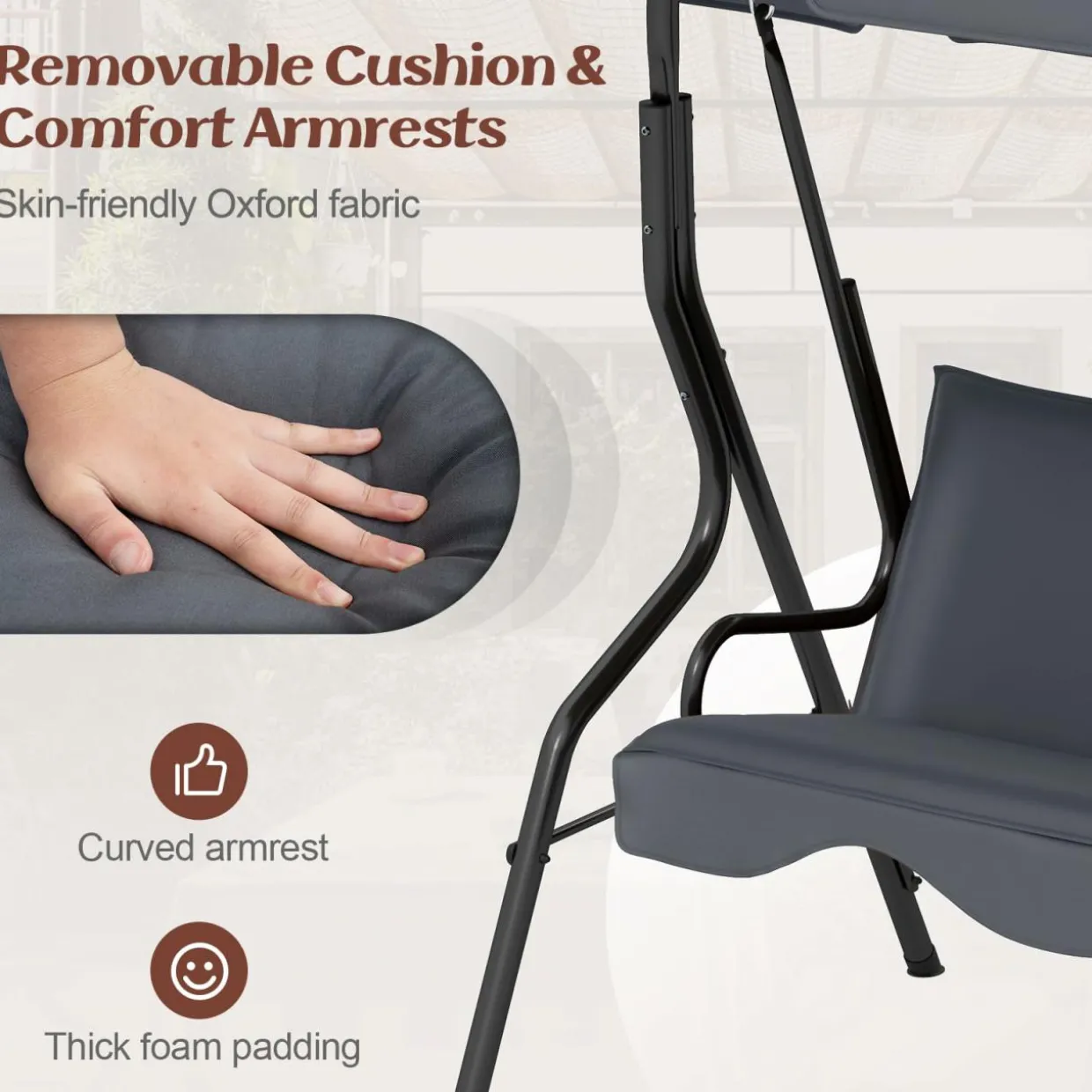 TANGKULA 3 Seater Canopy Swing, Outdoor Patio Swing