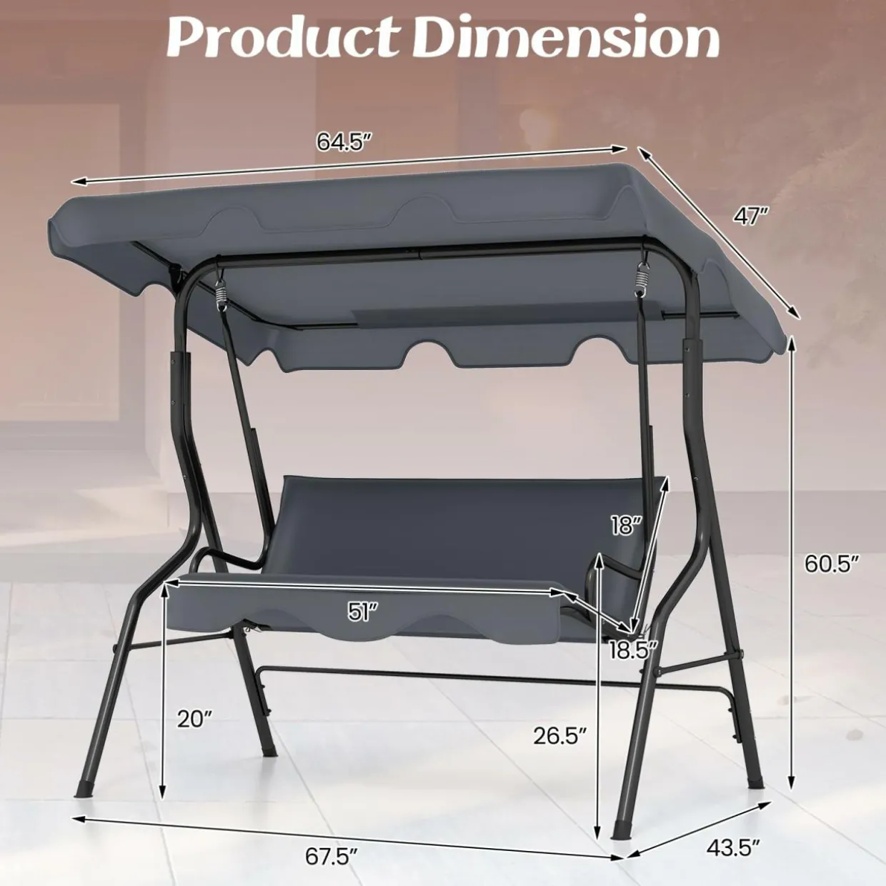 TANGKULA 3 Seater Canopy Swing, Outdoor Patio Swing
