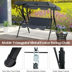 TANGKULA 3 Seater Canopy Swing, Outdoor Patio Swing