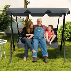 TANGKULA 3 Seater Canopy Swing, Outdoor Patio Swing