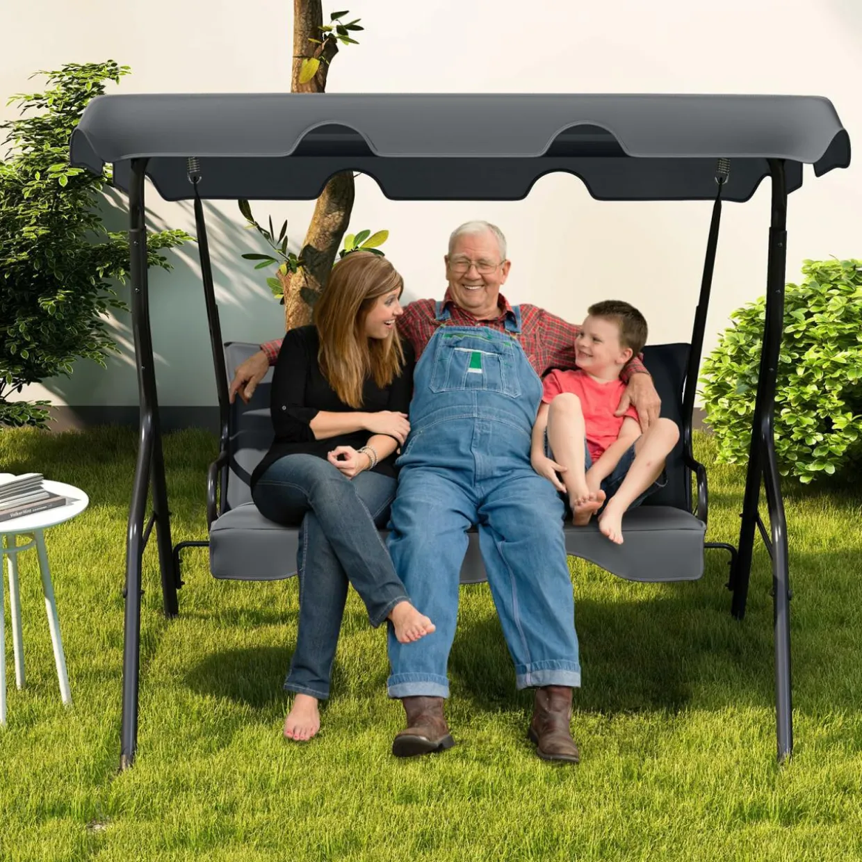 TANGKULA 3 Seater Canopy Swing, Outdoor Patio Swing
