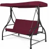 Tangkula 3 Seats Converting Patio Swing, Outdoor Porch Garden Canopy Swing with Comfortable Cushion Seats