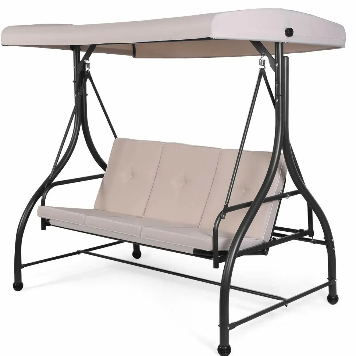 Tangkula 3 Seats Converting Patio Swing, Outdoor Porch Garden Canopy Swing with Comfortable Cushion Seats