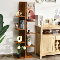 Tangkula 8 Shelf Bookshelf, Wood Bookcase with 8 Book Shelf, Tree Bookshelf Room Dividers