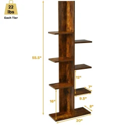 Tangkula 8 Shelf Bookshelf, Wood Bookcase with 8 Book Shelf, Tree Bookshelf Room Dividers