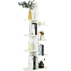 Tangkula 8 Shelf Bookshelf, Wood Bookcase with 8 Book Shelf, Tree Bookshelf Room Dividers