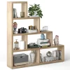 Tangkula 10 Shelves Bookshelf, L Shaped Freestanding Ladder Corner Bookshelf