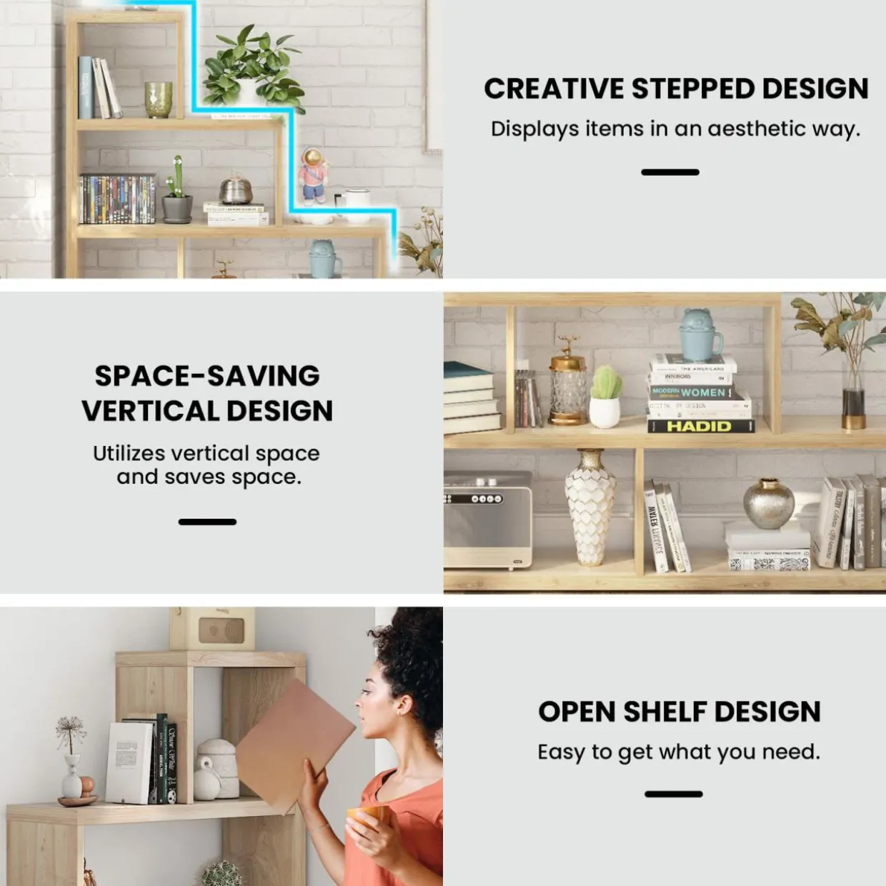 Tangkula 10 Shelves Bookshelf, L Shaped Freestanding Ladder Corner Bookshelf