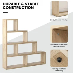 Tangkula 10 Shelves Bookshelf, L Shaped Freestanding Ladder Corner Bookshelf