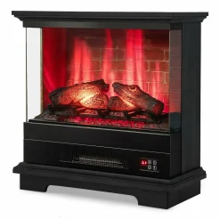 Tangkula 3 Sided Electric Fireplace, No Assembly 27 Inches Freestanding 4780 BTU Fire Place with Mantel