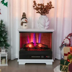 Tangkula 3 Sided Electric Fireplace, No Assembly 27 Inches Freestanding 4780 BTU Fire Place with Mantel