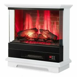 Tangkula 3 Sided Electric Fireplace, No Assembly 27 Inches Freestanding 4780 BTU Fire Place with Mantel