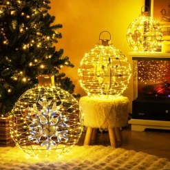 Tangkula 3 Sizes Christmas LED Lighted Sphere Balls, Holiday Globe Lights for Indoor/Outdoor Party Decorations ( 25