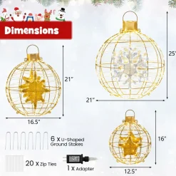 Tangkula 3 Sizes Christmas LED Lighted Sphere Balls, Holiday Globe Lights for Indoor/Outdoor Party Decorations ( 25
