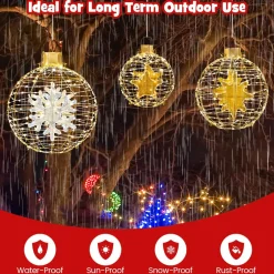 Tangkula 3 Sizes Christmas LED Lighted Sphere Balls, Holiday Globe Lights for Indoor/Outdoor Party Decorations ( 25