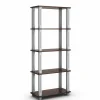 Tangkula 57" Storage Shelves, Space-Saving 5-Tier Storage Rack Organizer(Walnut & Black)