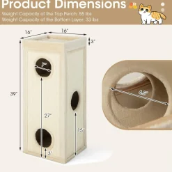 Tangkula 4 Story Cat Tree Condo, 39 Inch Multi-Layer Cat House with Sisal Scratch Pad
