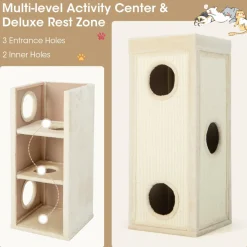 Tangkula 4 Story Cat Tree Condo, 39 Inch Multi-Layer Cat House with Sisal Scratch Pad