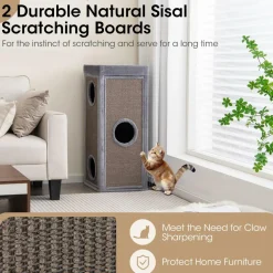 Tangkula 4 Story Cat Tree Condo, 39 Inch Multi-Layer Cat House with Sisal Scratch Pad