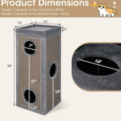 Tangkula 4 Story Cat Tree Condo, 39 Inch Multi-Layer Cat House with Sisal Scratch Pad