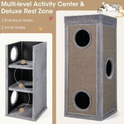 Tangkula 4 Story Cat Tree Condo, 39 Inch Multi-Layer Cat House with Sisal Scratch Pad