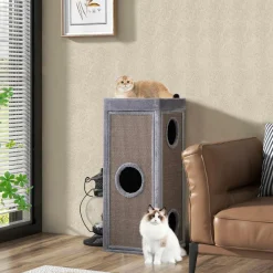 Tangkula 4 Story Cat Tree Condo, 39 Inch Multi-Layer Cat House with Sisal Scratch Pad