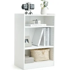 Tangkula 3 Tier Bookcase, Floor Standing Open Bookshelf with 18-Position Adjustable Shelves
