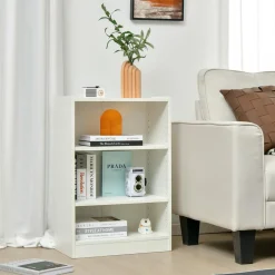 Tangkula 3 Tier Bookcase, Floor Standing Open Bookshelf with 18-Position Adjustable Shelves
